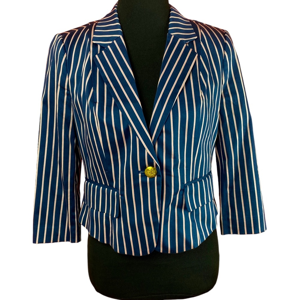 F21  Navy Blue /Pink Stripe Blazer